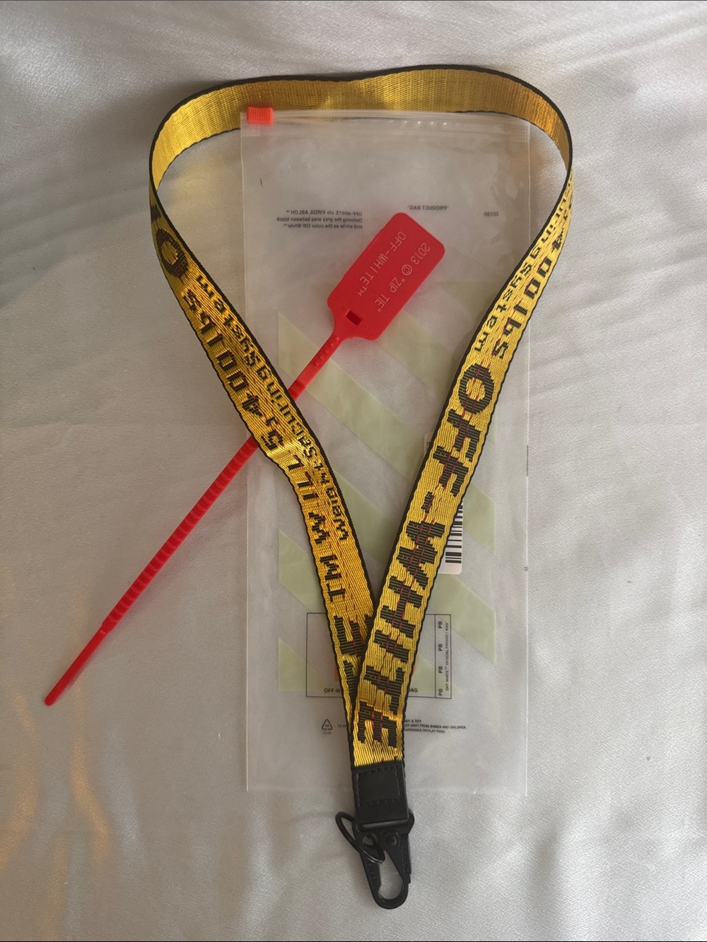 New! Off-White-Yellow Industrial Key Strap Necklace with Off-White Tag